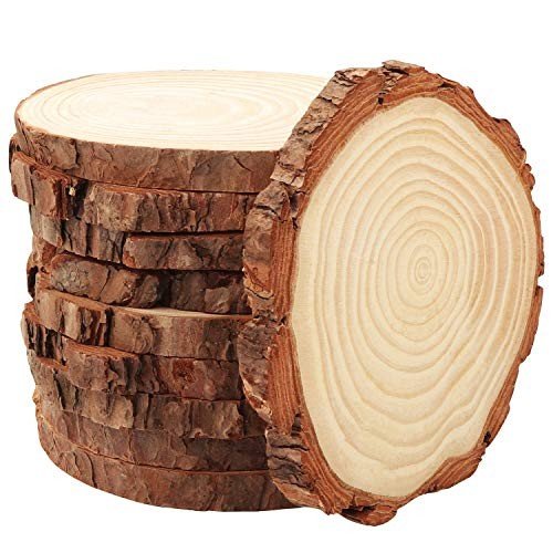 Ilauke 30 piezas rebanadas de madera natural 8-9cm con taladro sin terminar registro de madera
